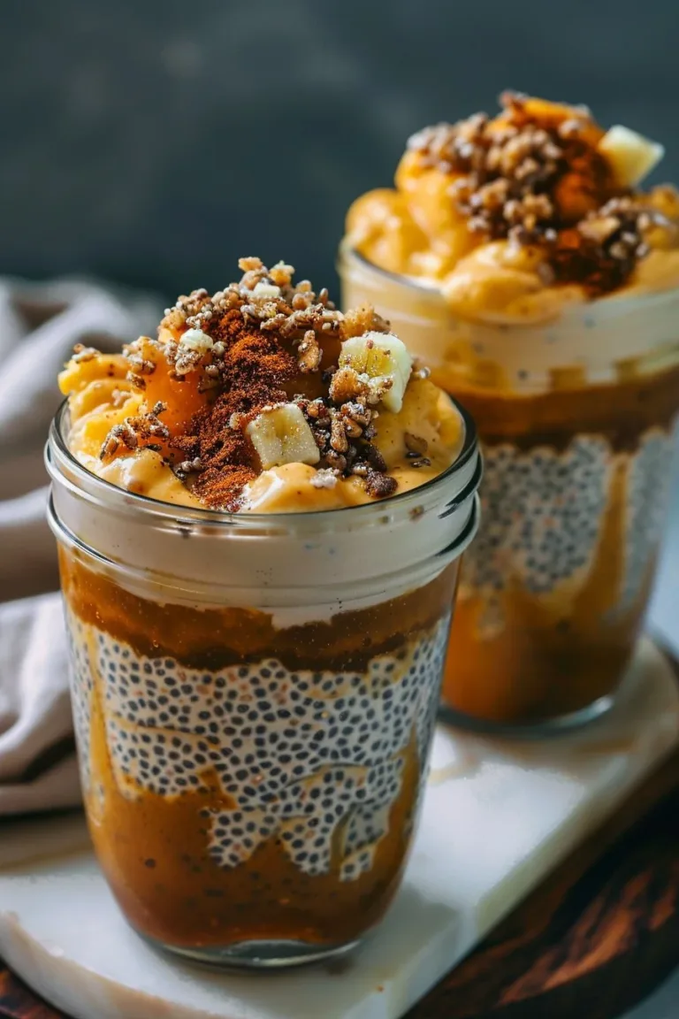 Creamy pumpkin chia pudding served in a bowl with cinnamon and pumpkin seeds