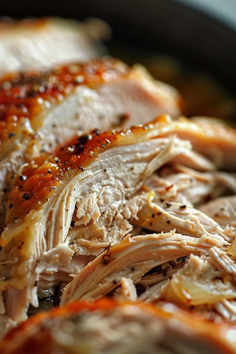 Juicy slow cooker chicken ready for meal prep, cooked to perfection.