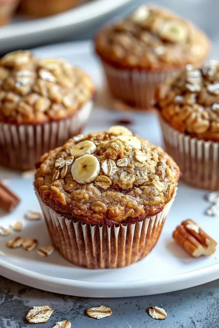 Moist Banana Oat Muffins fresh out of the oven, perfect for a healthy breakfast.