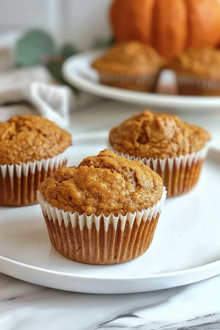 Moist healthy pumpkin muffins ready to enjoy for a perfect fall breakfast