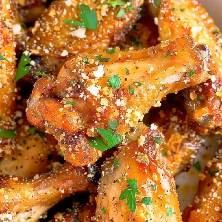 Crispy Air Fryer Garlic Parmesan Wings served on a plate