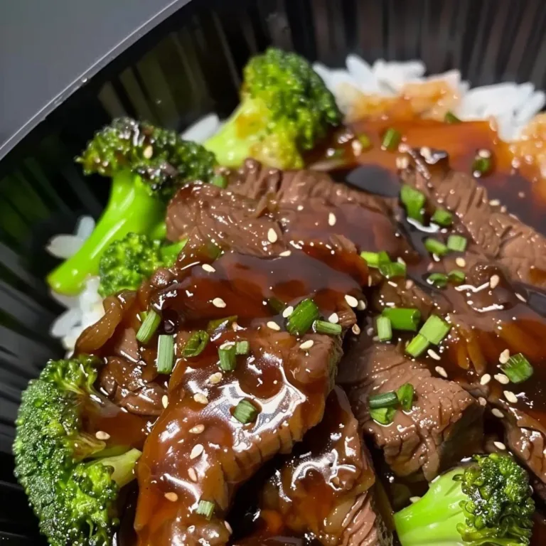 Delicious Beef with Broccoli Stir-Fry served in a bowl with rice