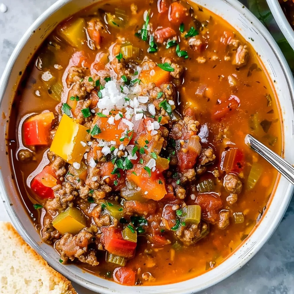 Healthy Recipes, High Protein Meals & Easy Meal Prep Ideas 2 Bell Pepper Stuffed Soup Recipe