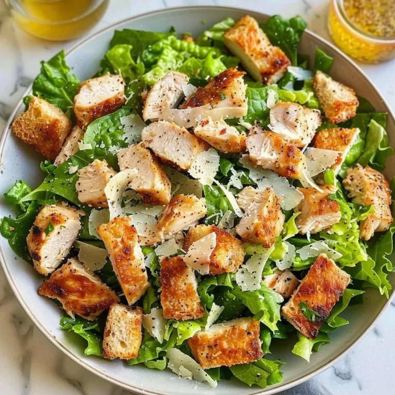 Delicious Chicken Caesar Salad with grilled chicken and fresh romaine