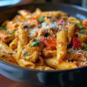 Cajun Chicken Pasta Crock Pot Recipe 1 Delicious Cajun Chicken Pasta cooked in a crock pot, garnished with herbs.