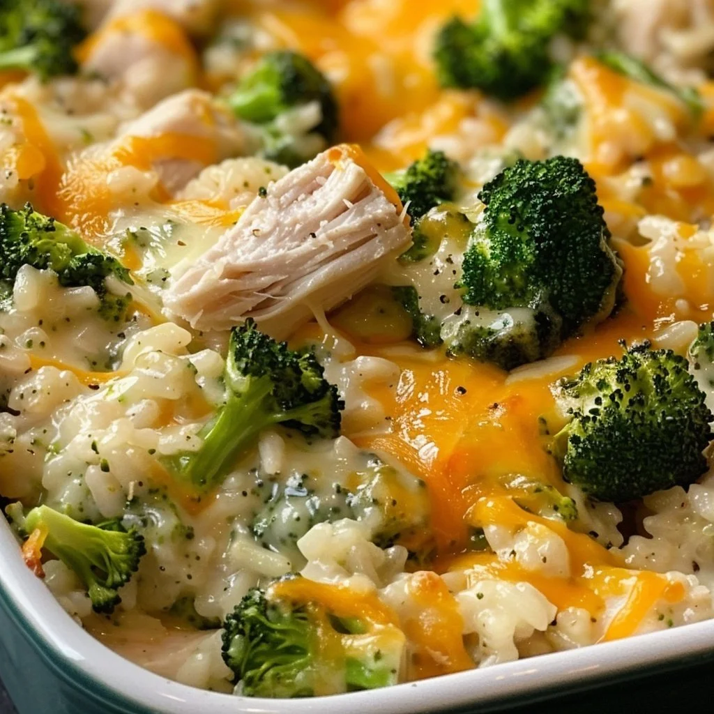 Healthy Recipes, High Protein Meals & Easy Meal Prep Ideas 12 Cheesy Chicken and Rice Casserole with Broccoli