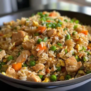 Chinese Chicken Fried Rice Recipe 1 Delicious homemade chicken fried rice served in a bowl