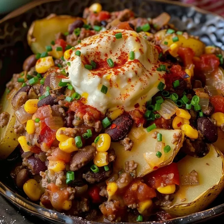 Delicious Cowboy Casserole topped with cheese and featuring ground beef and vegetables.