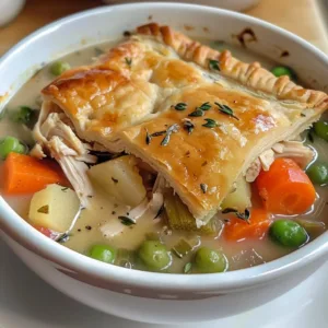 Creamy Chicken Pot Pie Soup Recipe 1 Delicious creamy Chicken Pot Pie soup served in a bowl