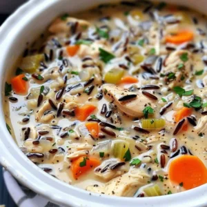 Creamy Chicken Wild Rice Soup in the Slow Cooker 1 Creamy chicken wild rice soup in a slow cooker bowl