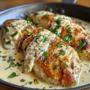 Creamy Garlic Parmesan Chicken 1 Creamy garlic parmesan chicken served with herbs on a plate