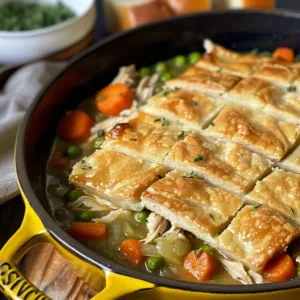 Crustless Chicken Pot Pie 1 Delicious crustless chicken pot pie showcasing a creamy filling and colorful vegetables.