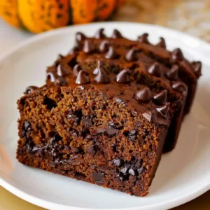 Double Chocolate Pumpkin Bread Recipe 1 Double chocolate pumpkin bread freshly baked with chocolate chunks