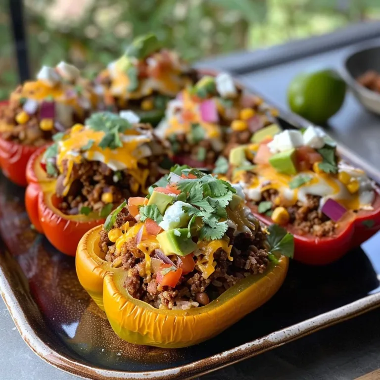 Delicious taco stuffed peppers fresh out of the oven
