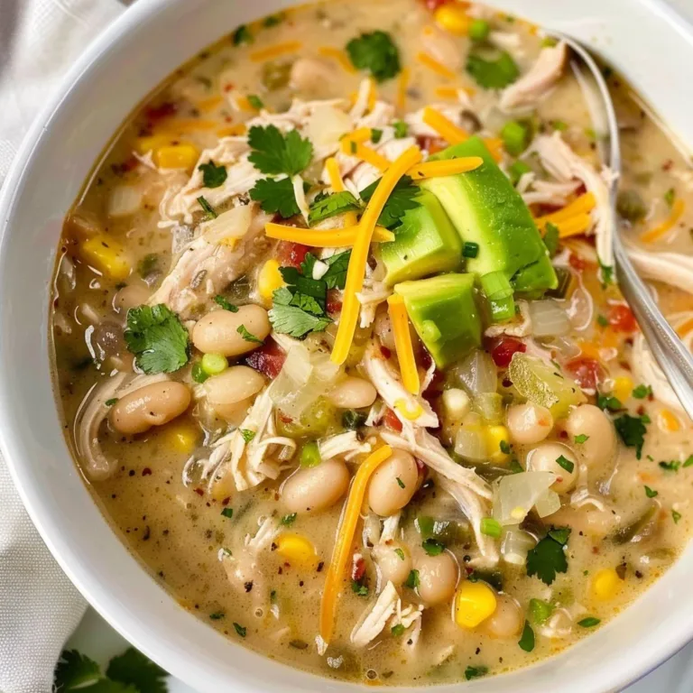 Bowl of gluten-free white bean turkey chili topped with fresh herbs.