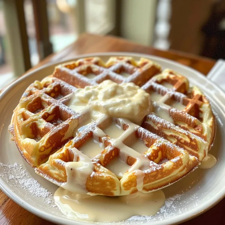 Fluffy Greek-Style Yogurt Waffles served with fresh fruits and syrup