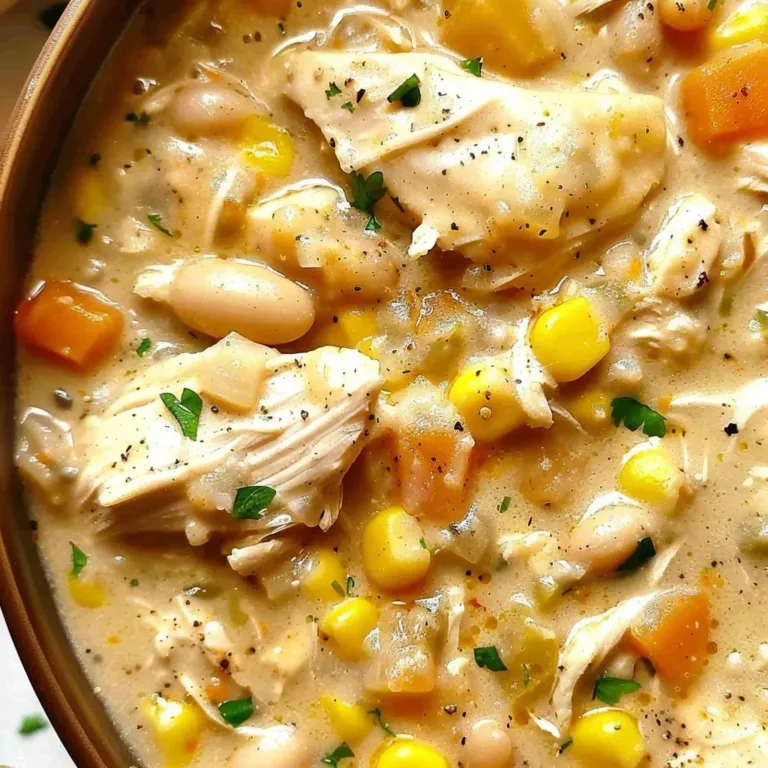Healthy white chicken chili served in a bowl with toppings