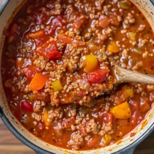 High-Protein Stuffed Pepper Soup 1 High-protein stuffed pepper soup in a bowl, garnished with herbs