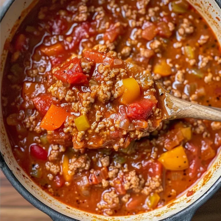 High-protein stuffed pepper soup in a bowl, garnished with herbs