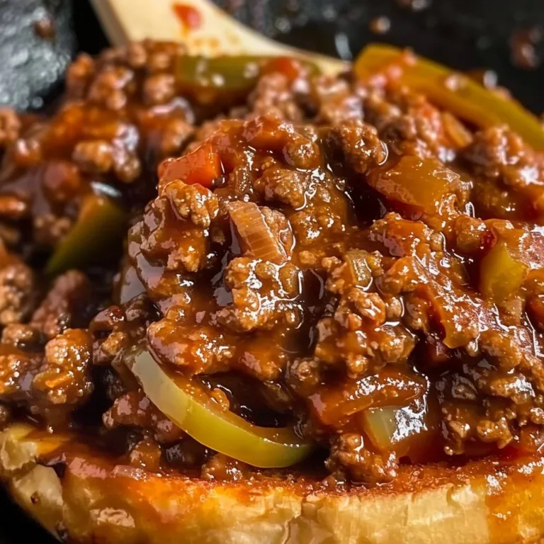 Delicious homemade sloppy joe served on a bun with toppings.