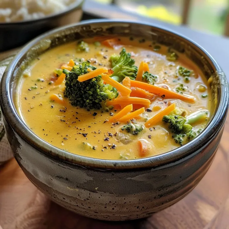 Delicious bowl of Instant Pot broccoli cheddar soup with cheese and broccoli