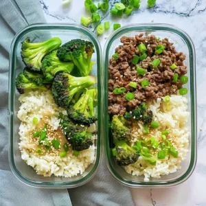 Korean-Style Ground Beef Meal Prep Bowls 1 Korean-style ground beef meal prep bowl with vegetables and rice