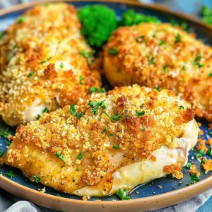 Longhorn Parmesan Crusted Chicken Recipe 1 Plate of Longhorn Parmesan Crusted Chicken garnished with herbs