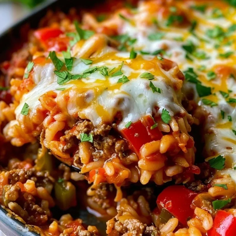 Colorful pepper stuffed casserole dish ready to serve.