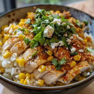 Street Corn Chicken Rice Bowl 1 Delicious Street Corn Chicken Rice Bowl with vibrant toppings and flavors