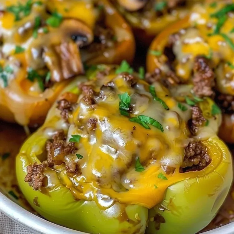 Philly-style cheesesteak stuffed peppers on a plate