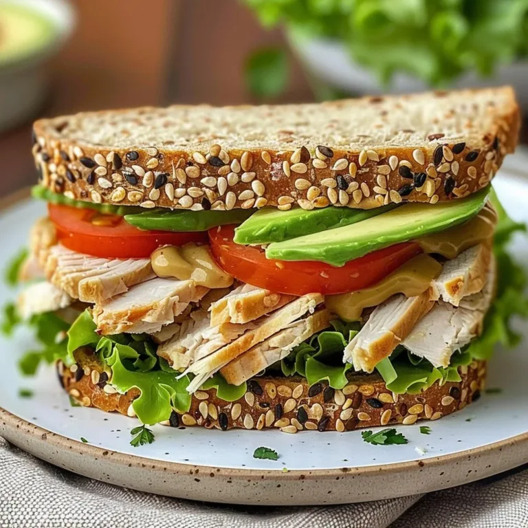 Turkey Avocado Sandwich with fresh ingredients and whole grain bread