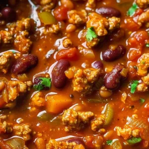 Turkey Pumpkin Chili Recipe 1 Delicious bowl of turkey pumpkin chili garnished with herbs
