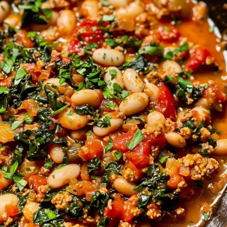 Delicious Tuscan White Bean Skillet with herbs and spices