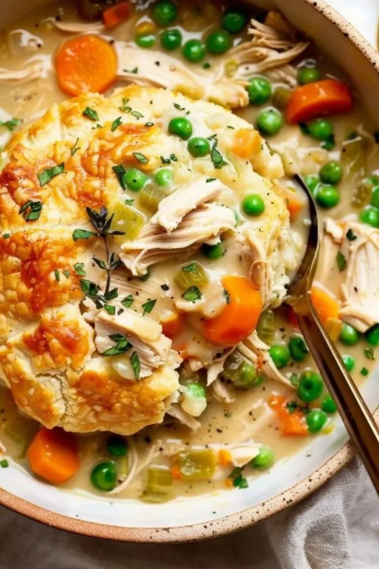 Healthy crustless chicken pot pie in a one-pot recipe