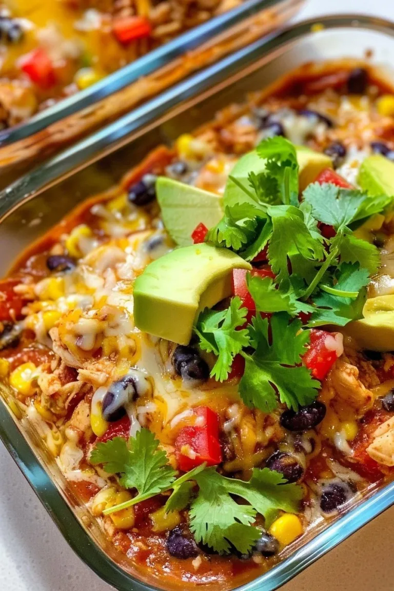 High-protein chicken enchilada bowls topped with cottage cheese and fresh ingredients